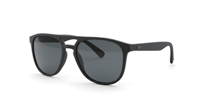 Sleek Matte Black Sunglasses with Dark Lenses Isolated on White. Modern Eyewear for Sun Protection and Fashion, a Contemporary Accessory with a Cla...