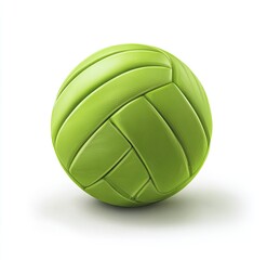A bright lime-green volleyball sits on a white background