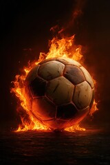Naklejka premium Soccer Ball on Fire