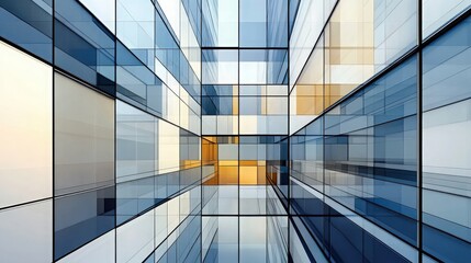 Abstract Architectural View of Glass and Metal Building Facade