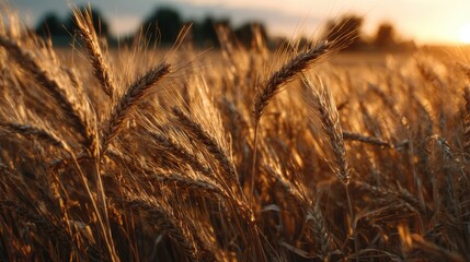 Fototapeta premium Golden Wheat Field Sunset