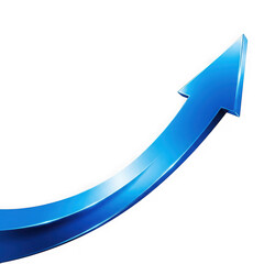 Blue 3D Arrow Showing Upward Trend Against Black Background growth isolated on a transparent background