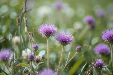Fototapeta premium Vibrant Purple Blossoms of the Eastern Pasqueflower in Mountainous Terrain