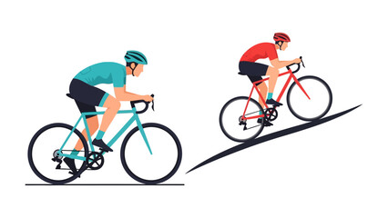 Cycling Athletes in Motion: Two cyclists in vibrant colors showcase their dedication, embodying athleticism and the thrill of competition in this dynamic portrayal of cycling. 