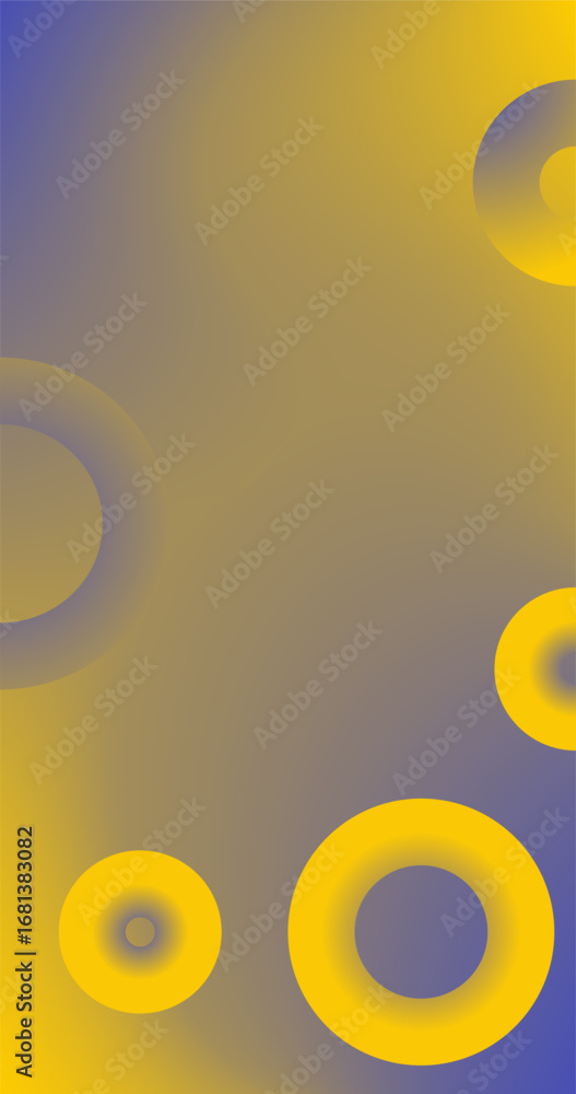 Aufkleber yellow blue gradient abstract background with circles and copy space for advertisement presentation