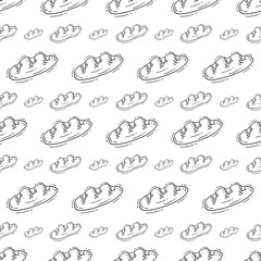 doodle food and beverage seamless pattern. food background