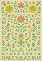 Folk art inspired Persian Vector Carpet with modern Pattern in high definition isolated on white canvas with trending colors
