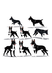 Set of dog line vector illustrations on white background