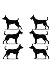 Set of dog line vector illustrations on white background
