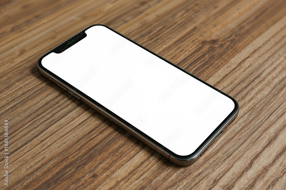 Poster mobile device with empty display mockup. standalone mobile phone screen. blank white screen on works