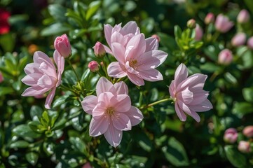 Fototapeta premium Blossoms of pink flowers about to fully open
