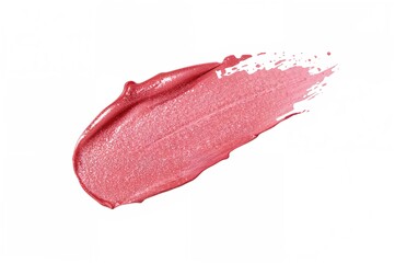 Texture of pink gold lip gloss on white background, isolated composition