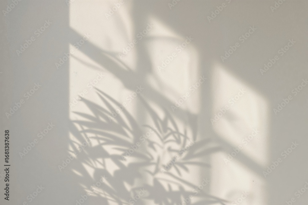 Poster natural light and window shadow softly blurred over wall texture, creating an abstract summer backgr