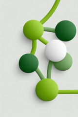 Obraz premium A visually appealing abstract graphic poster featuring a central green sphere surrounded by a composition of three-dimensional flowing white lines and a red background