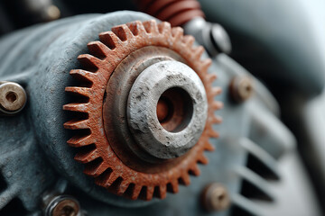 An abstract and visually appealing photograph of a metallic object with a detailed surface. The close-up shot highlights the intricate texture and reflective properties of the metal