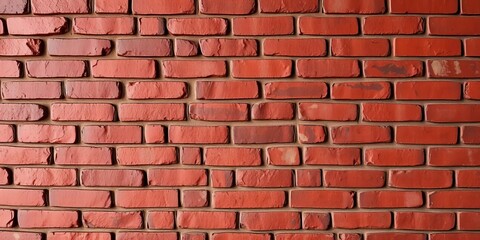 Fototapeta premium Dark red brick wall texture, rough surface, uneven mortar, architecture, photography