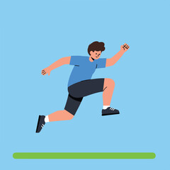 Fototapeta premium Man Jumping Over Hurdle on Blue Background Illustration