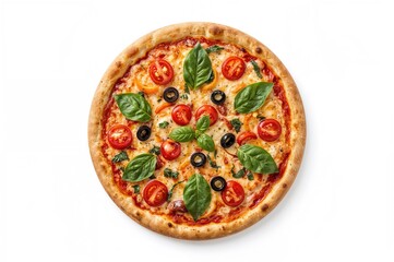 Isolated vegetarian pizza on a white background