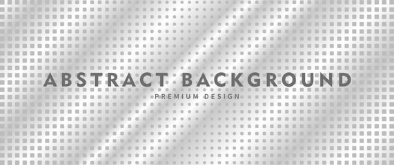 Premium background design with white grey dot pattern. Abstract halftone silver horizontal vector template for cover design, business banner, brochure, prestigious voucher, luxe invite.