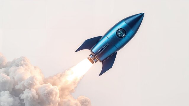 Creative and unique business strategies focusing on individuality. Symbol of success and drive with a rocket taking off. Text placeholder.