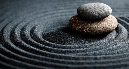 Two stones balanced on a sand mandala (1)
