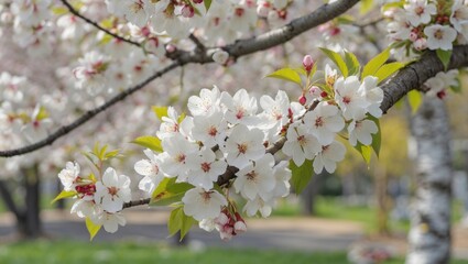 Obraz premium Macro Shot of White Cherry Blossom Blossoms