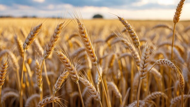 Golden wheat landscape with color grading