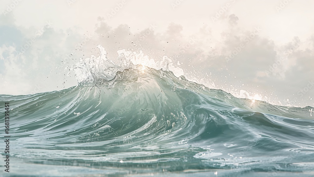 Poster fluid wave pattern with vibrant splash effects