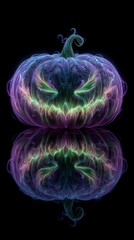 Glowing Abstract Pumpkin with Menacing Expression