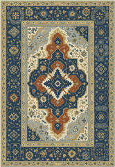 Folk art inspired Persian Vector Carpet with modern Pattern in high definition isolated on white canvas with trending colors
