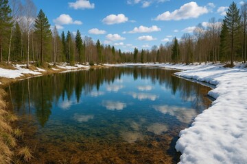 Obraz premium Pond during the spring season