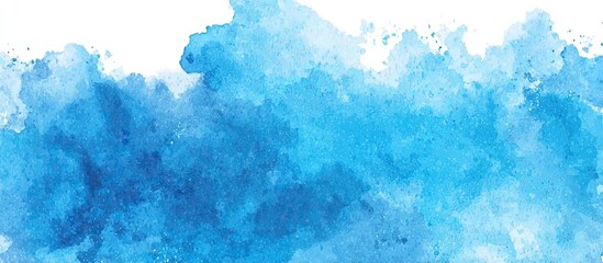 Abstract watercolor wash of various shades of blue on white background