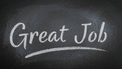 Obraz premium Chalk-drawn phrase 'Great Job' encircled on a dark slate surface