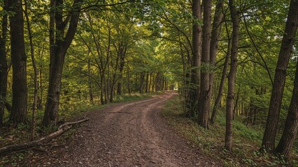 Fototapeta premium Nature trail in a lush forest setting ideal for trekking