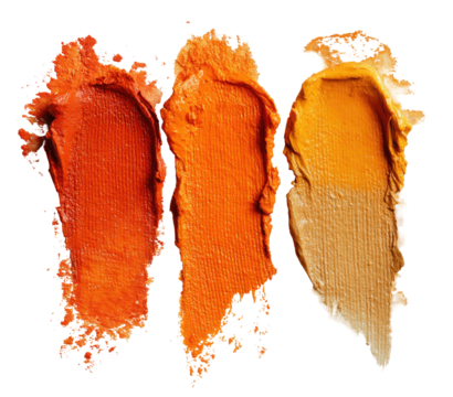 Three swatches of vibrant orange and golden hues