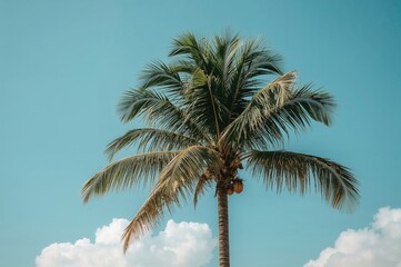 Obraz premium Coconut trees in a coastal city have a san