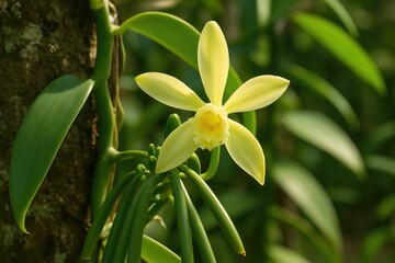 Obraz premium Madagascar's vanilla-producing orchid blossom