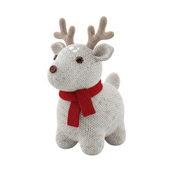 Cute christmas reindeer knitted toy isolated