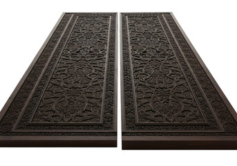 Pair of Dark Brown Embossed Rectangular Floor Mats