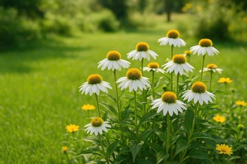 Plant with white and yellow floral displays