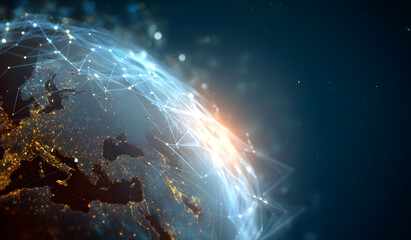 Global International Connectivity Background. Connecion lines Around Earth Gloe, Futuristic Technology Teme Background with Light ffect.