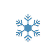 Simple blue snowflake icon sticker isolated