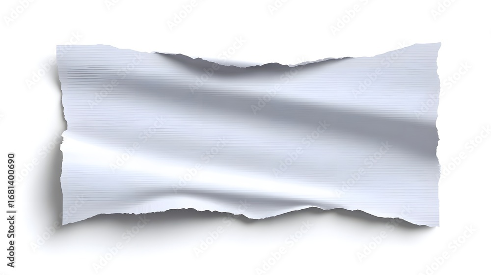 Poster torn white paper with rough, crumpled edges creating an abstract, minimalist background texture.