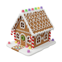 Decorated christmas gingerbread house isolated