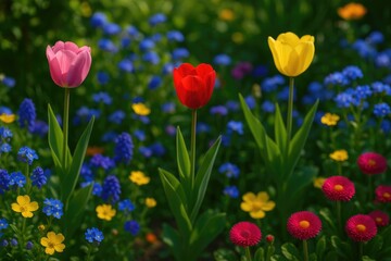 Fototapeta premium My garden is filled with stunning and colorful spring floral displays