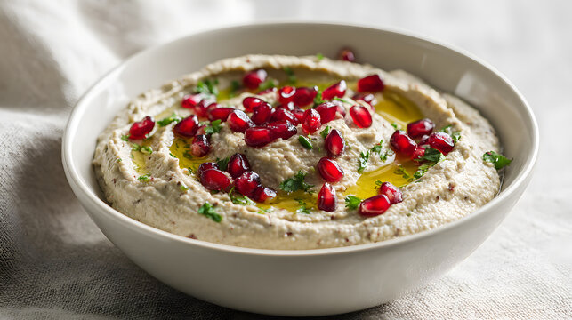 Middle Eastern mutabbal roasted eggplant dip with pomegranate