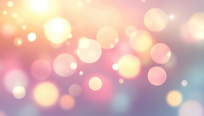 Fototapeta premium Soft Focus Light Orbs In Pastel Hues With A Gentle Bokeh Effect, Perfect For Creating A Serene And Peaceful Atmosphere In Wallpapers Or Cover Images.