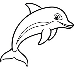 Naklejka premium Playful cartoon dolphin with deep outline illustration