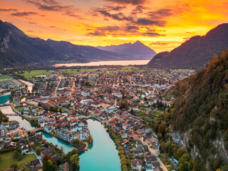 Unterseen, Switzerland overlooking the Aare River