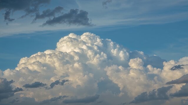 Unique floccus clouds appearing in the morning sky of spring